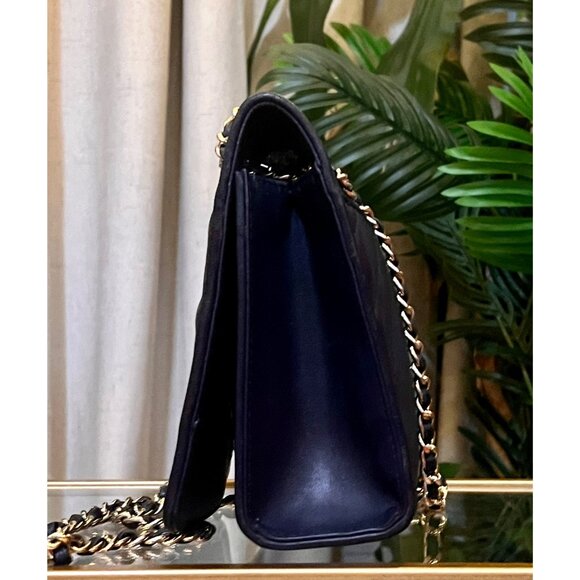 ✺ AUTHENTIC TORY BURCH NAVY BLUE QUILTED LEATHER FLEMING/ALEXA HANDBAG - Picture 3 of 11